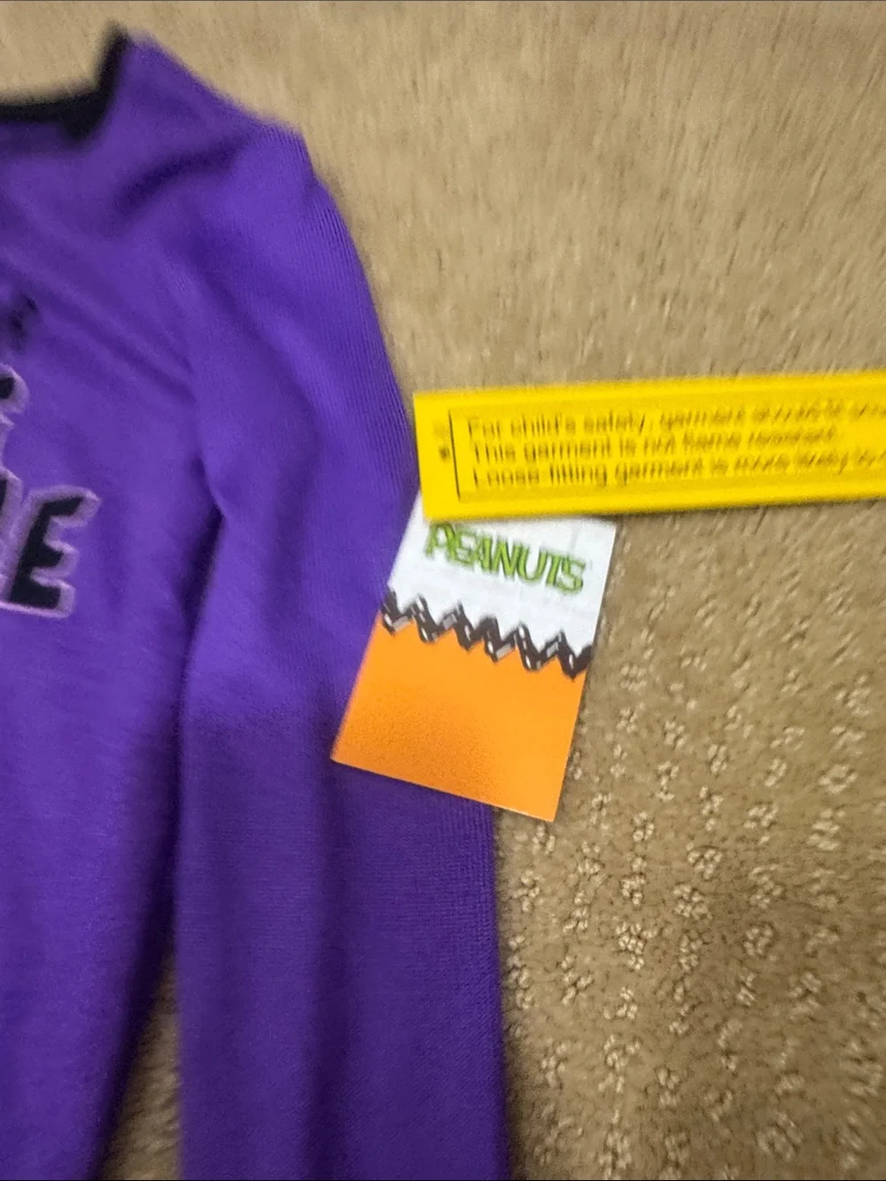 Peanuts Kids Purple and Black Halloween Pajama Set with Orange Pumpkin Print